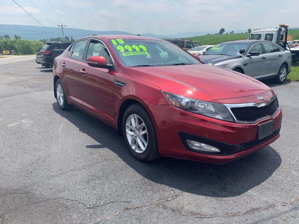 2013 Burgundy Kia Optima (5XXGM4A78DG) with an 2.4L I4 2.4L I4 engine, located at 4845 Woodbury Pike, Roaring Springs, PA, (814) 317-5008, (814) 317-5008, 40.250935, -78.366959 - 2013 Kia Optima, automatic, 80k original miles, power windows/locks, cruise/tilt wheel, air conditioning and more. Vehicle is being sold cheaper due to having a Reconstructed title from damage on rear deck lid and rear bumper cover. No paint work was done. The same color parts were bolted on. Cl - Photo #0