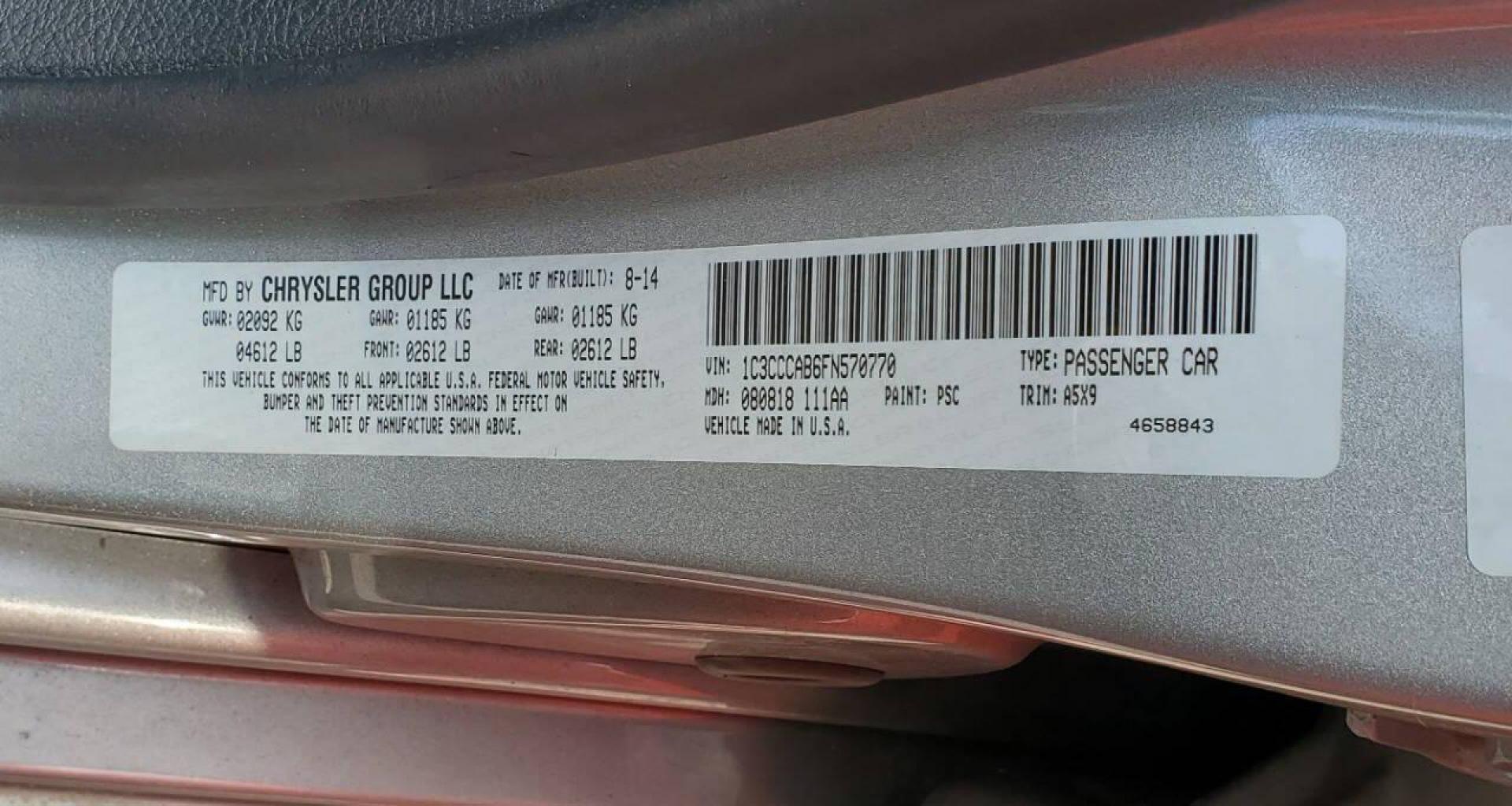 2015 Silver Chrysler 200 (1C3CCCAB6FN) with an 2.4L I4 2.4L I4 engine, located at 4845 Woodbury Pike, Roaring Springs, PA, (814) 317-5008, (814) 317-5008, 40.250935, -78.366959 - One owner! 2015 Chrysler 200, FWD, automatic, 151k, 4 cylinder, power windows/locks, cruise/tilt wheel, air conditioning, steering controls, driving lights and more. Excellent condition! Southern car! Rust Free! New inspection! If interested, please call 814-317-5008 or 814-497-4383. - Photo#6