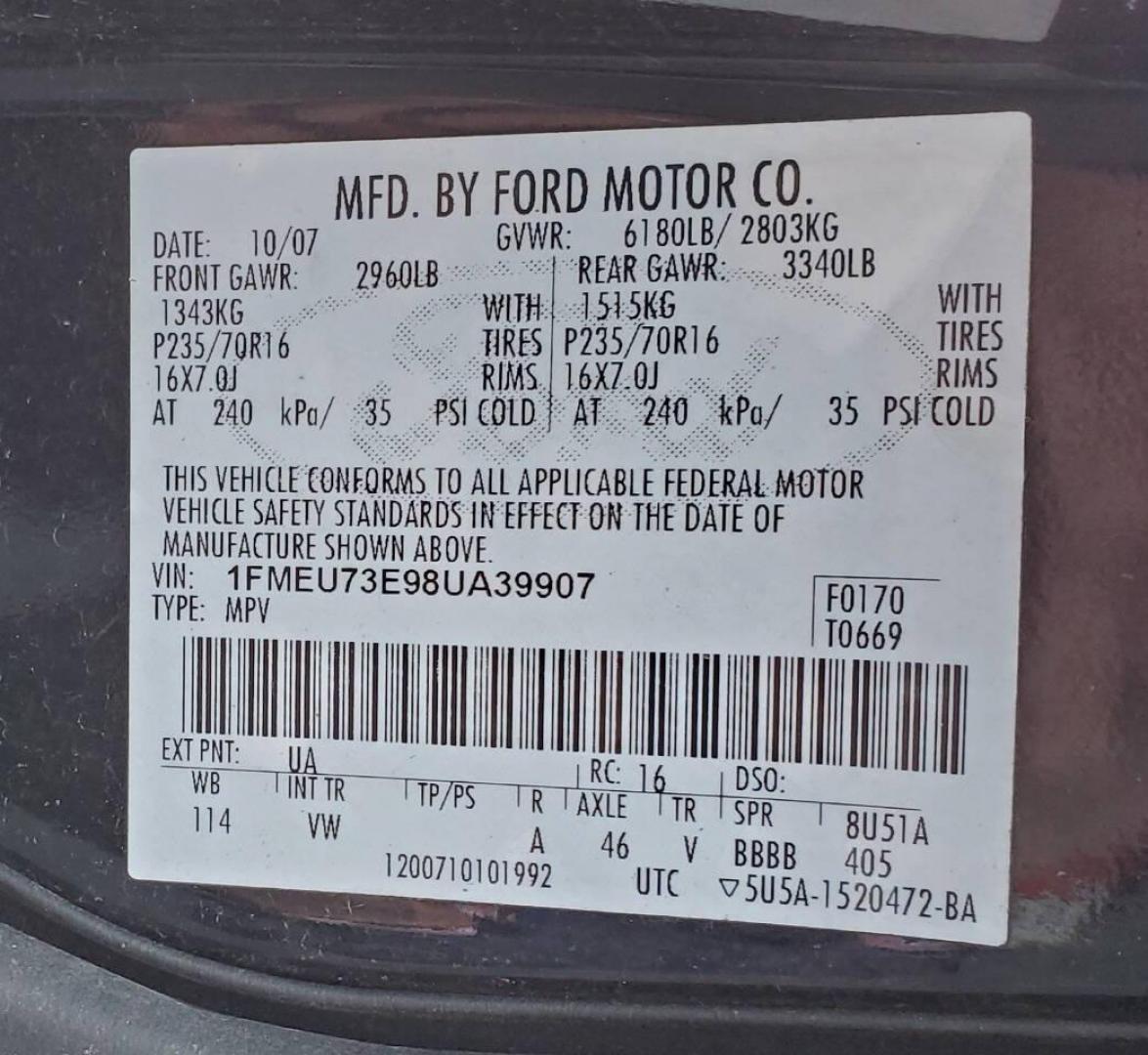 2008 Black Ford Explorer (1FMEU73E98U) with an 4.0L V6 4.0L V6 engine, located at 4845 Woodbury Pike, Roaring Springs, PA, (814) 317-5008, (814) 317-5008, 40.250935, -78.366959 - Please read entire description!! This vehicle will need towed!! 2008 Ford Explorer XLT 4X4 4.0L V6 Automatic 154,575 miles New tires, leather seats, not a rusty vehicle and it's ready for inspection. This vehicle does have a salvage title due to rear deck lid damage. Small antifreeze leak near the - Photo#7