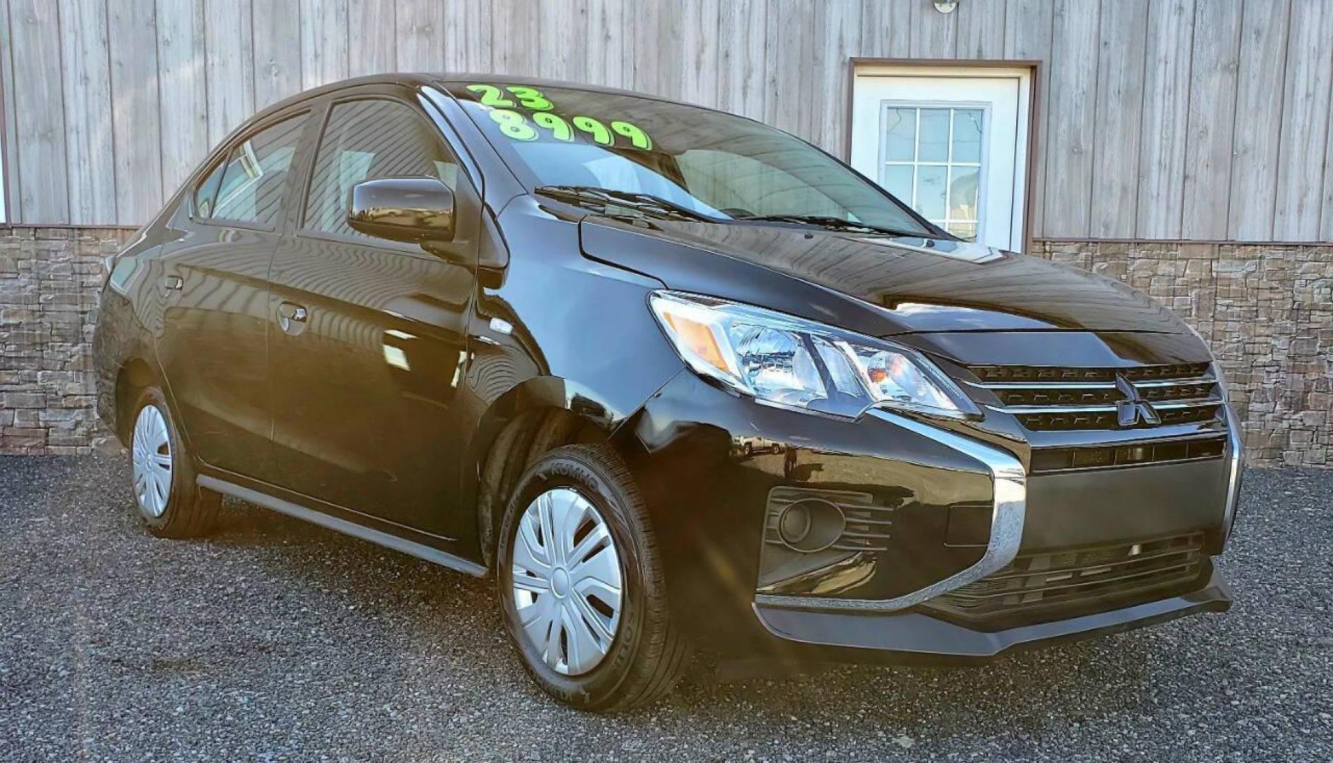 2023 Black Mitsubishi Mirage G4 (ML32FUFJ4PH) with an 1.2L I3 1.2L I3 engine, located at 4845 Woodbury Pike, Roaring Springs, PA, (814) 317-5008, (814) 317-5008, 40.250935, -78.366959 - 2023 Mitsubishi Mirage G4 SE 1.2L I3 FWD Only 53k miles! Rear Back-up Camera, Apply Car Play, Android Auto, Bluetooth. Very clean car! Selling so cheap because it has an R-Title due to damage to the bumper cover and passenger fender. These have been repaired. Will come with a 3 mo./3,000-mile powert - Photo#0