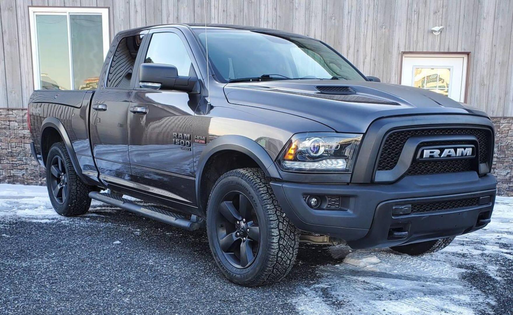 2019 Pewter RAM 1500 Classic (1C6RR7GT9KS) with an HEMI 5.7L V8 395hp 410ft. lbs. 5.7L V8 engine, located at 4845 Woodbury Pike, Roaring Springs, PA, (814) 317-5008, (814) 317-5008, 40.250935, -78.366959 - 2019 RAM 1500 Classic Warlock Quad Cab Hemi 4x4 5.7L V8 Automatic 8-speed 95k Miles Absolutely beautiful truck!! Heated Seats, Rear Back-up Camera, RAM Boxes, Bedliner, Power Locking Removable Tailgate, A/c, Cruise Control, Keyless Entry, Uconnect, Bluetooth, Sirius XM, LED Fog Lights New Inspection - Photo#0