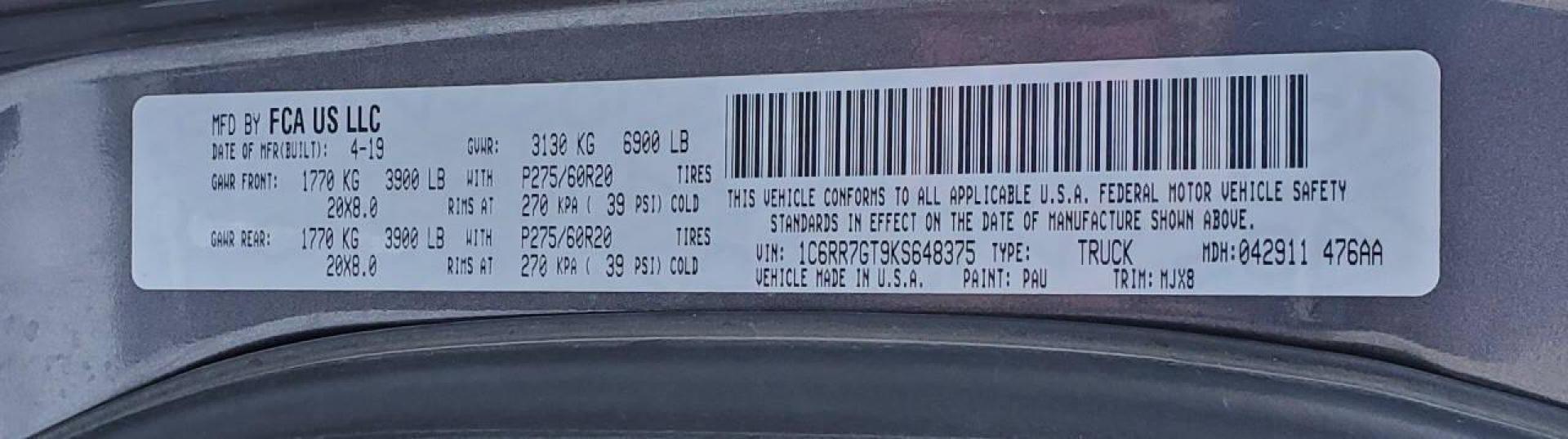 2019 Pewter RAM 1500 Classic (1C6RR7GT9KS) with an HEMI 5.7L V8 395hp 410ft. lbs. 5.7L V8 engine, located at 4845 Woodbury Pike, Roaring Springs, PA, (814) 317-5008, (814) 317-5008, 40.250935, -78.366959 - 2019 RAM 1500 Classic Warlock Quad Cab Hemi 4x4 5.7L V8 Automatic 8-speed 95k Miles Absolutely beautiful truck!! Heated Seats, Rear Back-up Camera, RAM Boxes, Bedliner, Power Locking Removable Tailgate, A/c, Cruise Control, Keyless Entry, Uconnect, Bluetooth, Sirius XM, LED Fog Lights New Inspection - Photo#6
