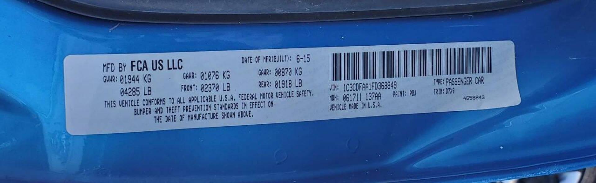 2015 Blue Dodge Dart (1C3CDFAA1FD) with an 2.0L I4 2.0L I4 engine, located at 4845 Woodbury Pike, Roaring Springs, PA, (814) 317-5008, (814) 317-5008, 40.250935, -78.366959 - 2015 Dodge Dart SE 2.0L I4 FWD 6-speed Automatic Flex Fuel Newly drilled/slotted brakes and rotors, A/c, Power Windows and Locks, Cruise Control, Single CD Player. Clean, sharp looking car! It will come with a new inspection and a 3-month/3,000-mile warranty (with the option to upgrade). If you have - Photo#6