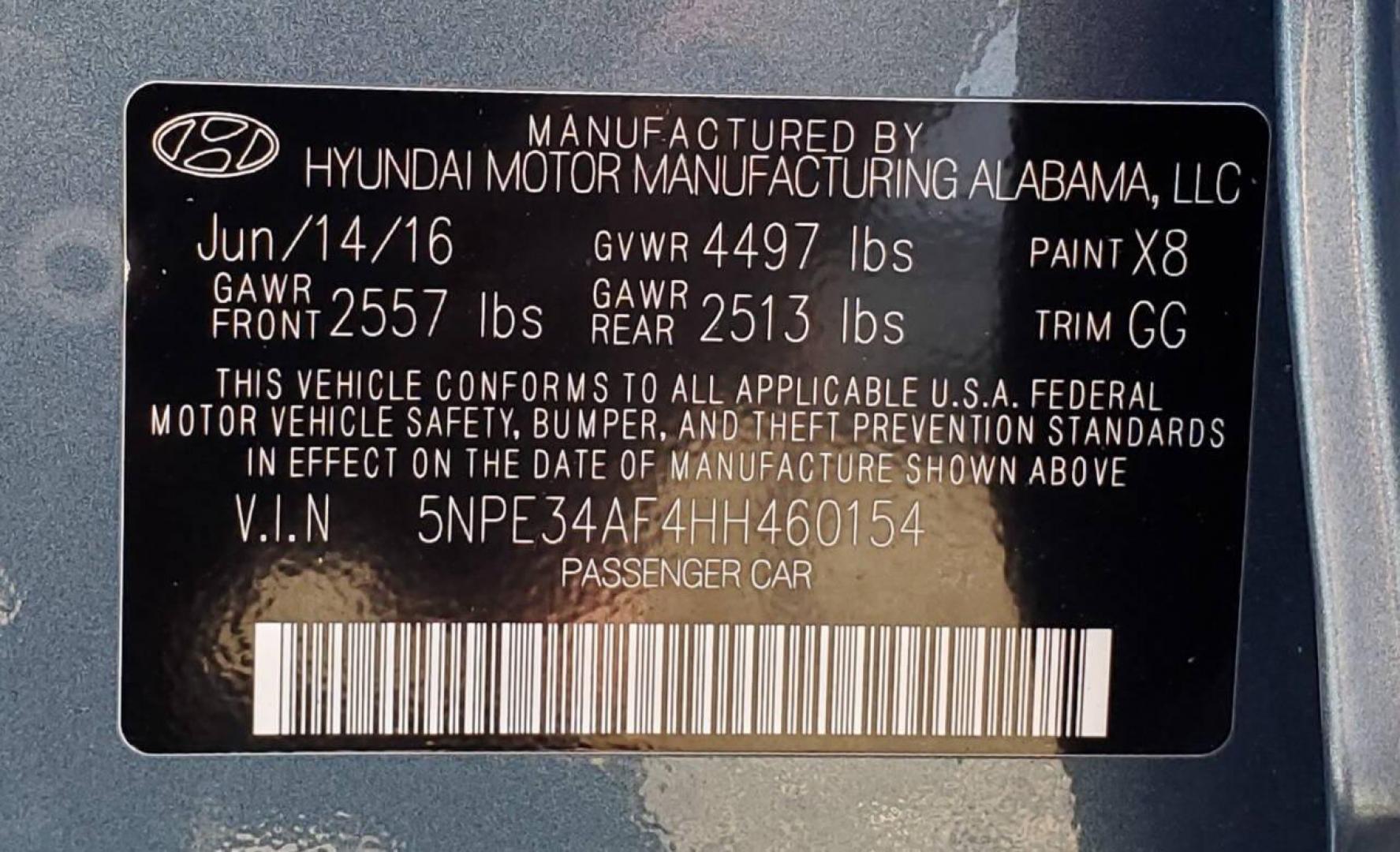 2017 Blue Hyundai Sonata (5NPE34AF4HH) with an 2.4L I4 185hp 178ft. lbs. 2.4L I4 engine, located at 4845 Woodbury Pike, Roaring Springs, PA, (814) 317-5008, (814) 317-5008, 40.250935, -78.366959 - Photo#7