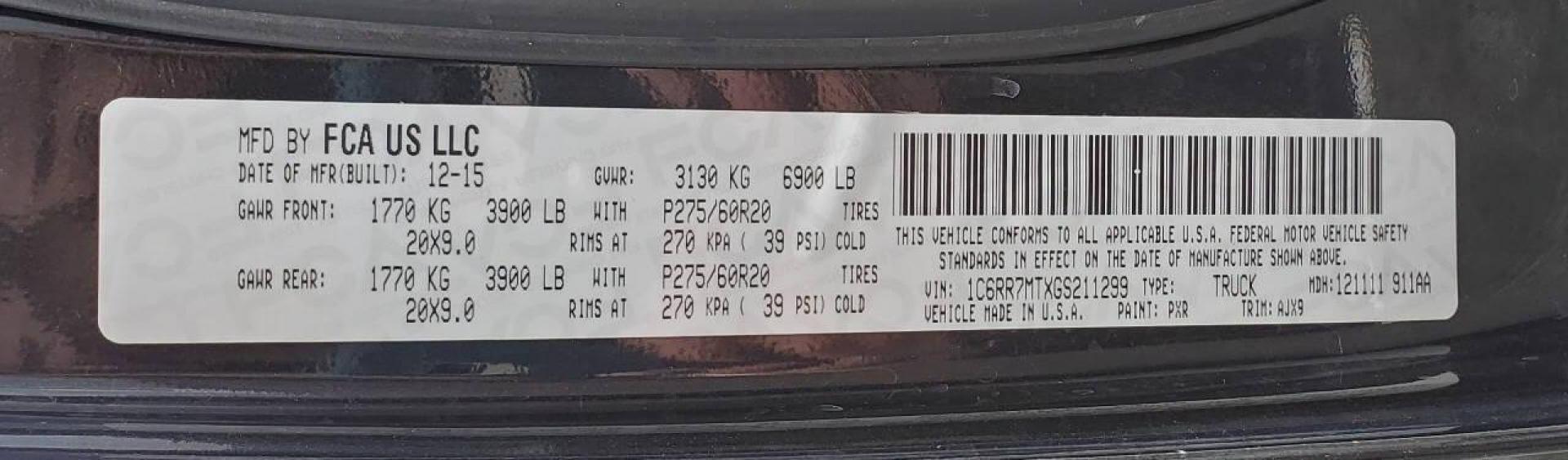 2016 Black RAM 1500 (1C6RR7MTXGS) with an HEMI 5.7L V8 395hp 410ft. lbs. 5.7L V8 engine, located at 4845 Woodbury Pike, Roaring Springs, PA, (814) 317-5008, (814) 317-5008, 40.250935, -78.366959 - Photo#7
