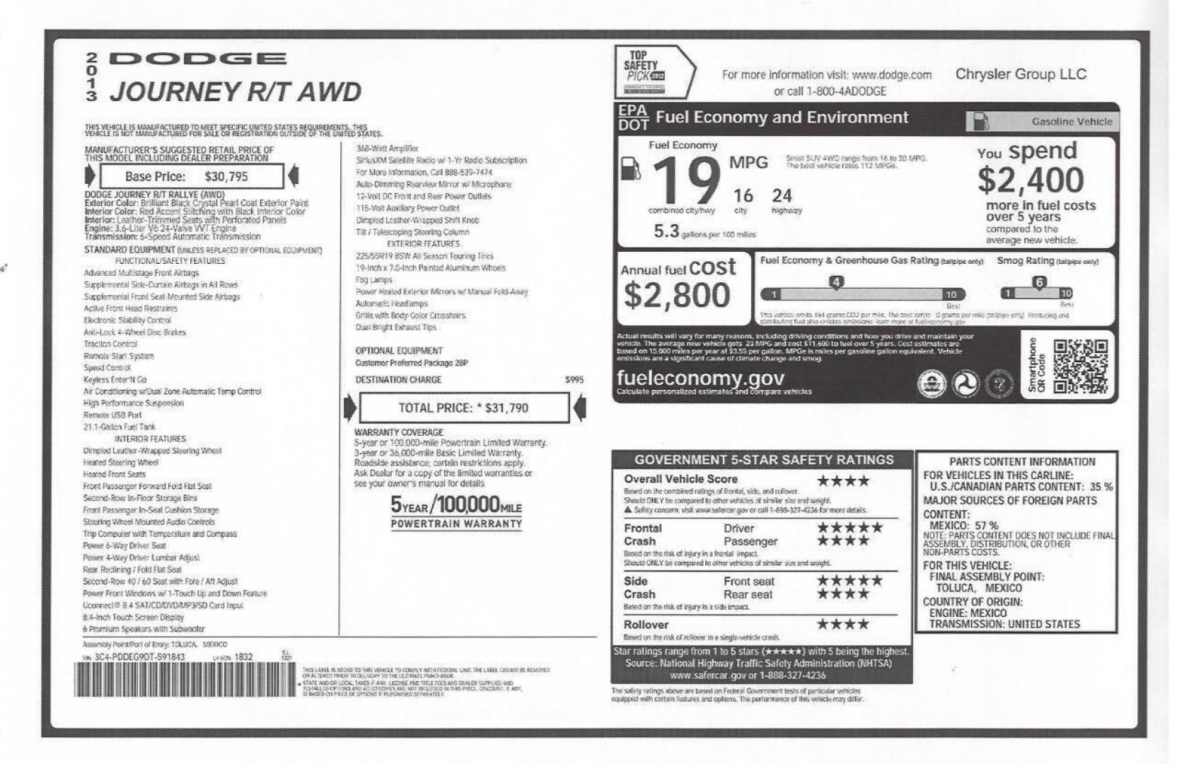 2013 Black Dodge Journey (3C4PDDEG9DT) with an Pentastar 3.6L V6 283hp 260ft. lbs. 3.6L V6 engine, located at 4845 Woodbury Pike, Roaring Springs, PA, (814) 317-5008, (814) 317-5008, 40.250935, -78.366959 - 2013 Dodge Journey R/T AWD 3.6L V6 6-speed Automatic 156k Miles 3rd Row Seating, Heated Front Seats, Heated Steering Wheel, Heated Mirror, Leather, Alpine Sound System, CD Player, Bluetooth, Sirius XM, A/c, Cruise Control, Keyless Entry, Power Windows/Locks. If you have any questions or would like t - Photo#20